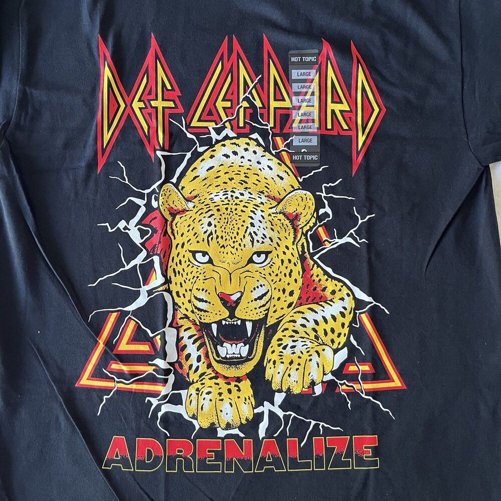 Def Leppard Adrenalize Leopard T-Shirt Size Large NWT Black Hot Topic 2025